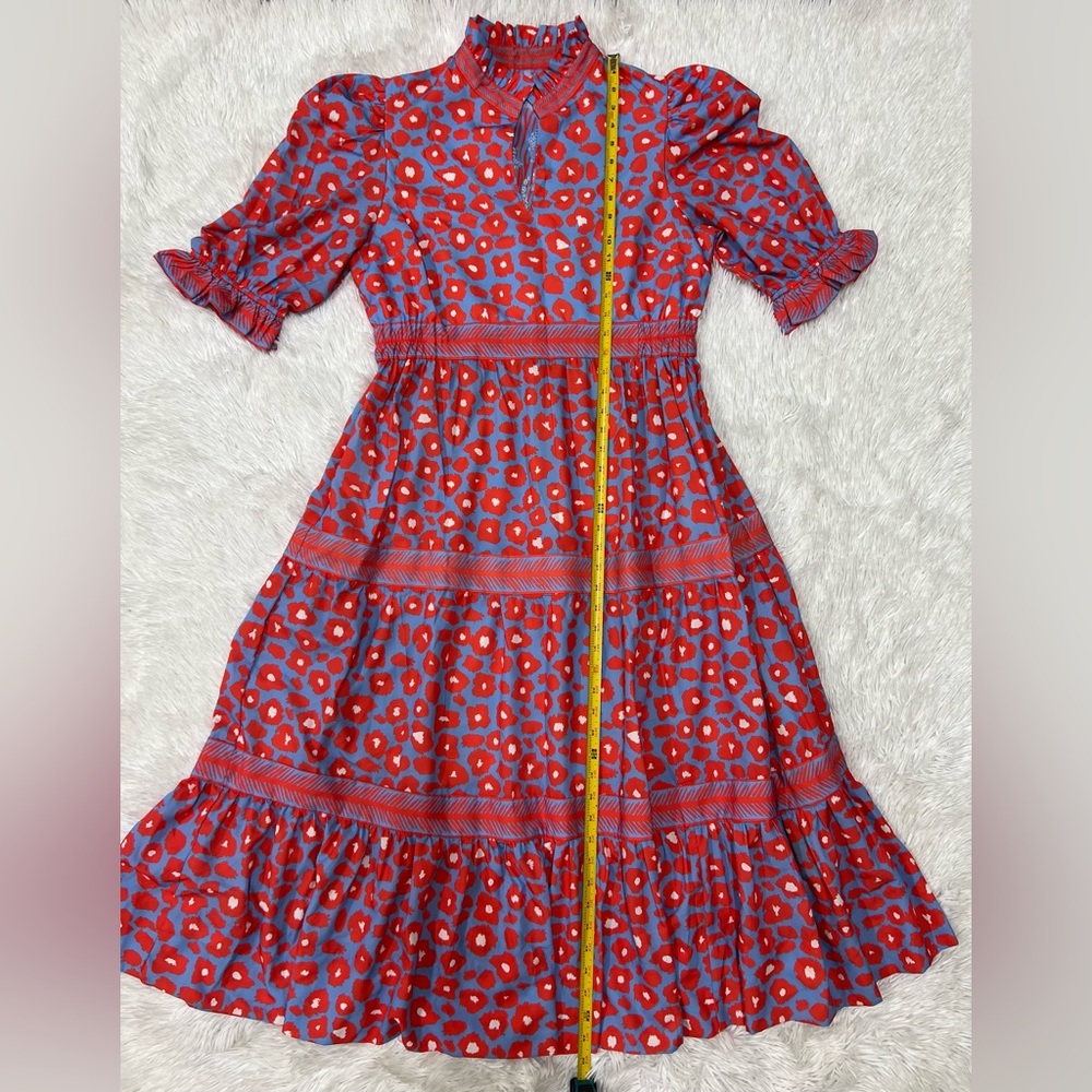 Gretchen Scott Designs Vibrant Red and Pink Midi Dress - Picture 6 of 12